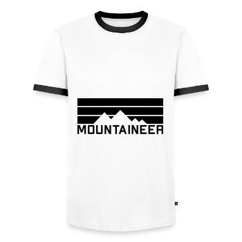 Mountaineer (Berge, Balken) - Männer Kontrast-T-Shirt - Weiß/Schwarz - Vorne - AI Model Female 172 light (172cm) & AI Model Male 178 dark (178cm)