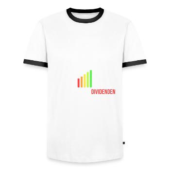 lebe von meinen Dividenden - Männer Kontrast-T-Shirt - Weiß/Schwarz - Vorne - AI Model Female 172 light (172cm) & AI Model Male 178 dark (178cm)