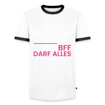 Meine BFF darf Alles - Männer Kontrast-T-Shirt - Weiß/Schwarz - Vorne - AI Model Female 172 light (172cm) & AI Model Male 178 dark (178cm)