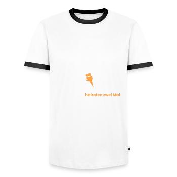 echte Paare heiraten doppelt - Männer Kontrast-T-Shirt - Weiß/Schwarz - Vorne - AI Model Female 172 light (172cm) & AI Model Male 178 dark (178cm)