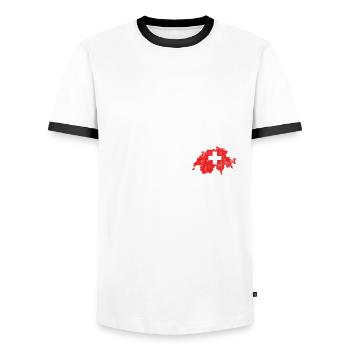 Suisse T-shirt Idée Cadeau - T-shirt contrasté Homme - blanc/noir - Devant - AI Model Female 172 light (172cm) & AI Model Male 178 dark (178cm)