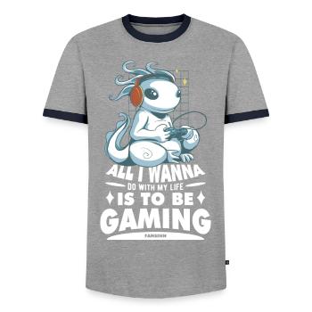 Gaming - Männer Kontrast-T-Shirt - Grau/Navy  - Vorne - AI Model Female 172 light (172cm) & AI Model Male 178 light (178cm)