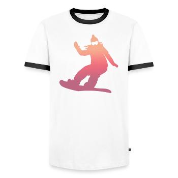 Snowboarding Is My Passion - Men's Ringer Shirt - white/black - Front - AI Model Female 172 light (172cm) & AI Model Male 178 dark (178cm)