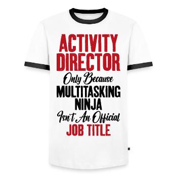 Activity Leader Ninja Activity Coordinator - Men's Ringer Shirt - white/black - Front - AI Model Female 172 light (172cm) & AI Model Male 178 dark (178cm)