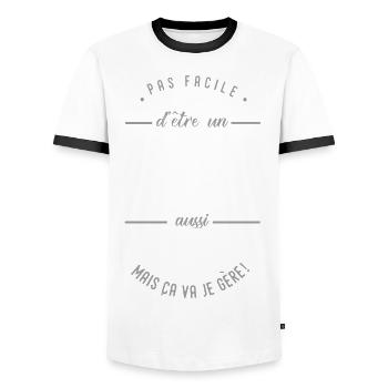 coach Fitness formidable cadeau sport fitness - T-shirt contrasté Homme - blanc/noir - Devant - AI Model Female 172 light (172cm) & AI Model Male 178 dark (178cm)