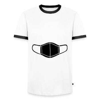 Mask mouthguard disposable mask icon - Men's Ringer Shirt - white/black - Front - AI Model Female 172 light (172cm) & AI Model Male 178 dark (178cm)