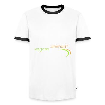 Sie lieben Tiere? Veganer auch - Männer Kontrast-T-Shirt - Weiß/Schwarz - Vorne - AI Model Female 172 light (172cm) & AI Model Male 178 dark (178cm)