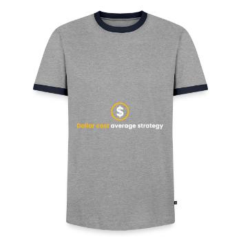 Stratégie de coût moyen en dollars - T-shirt contrasté Homme - gris/marine  - Devant - AI Model Female 172 light (172cm) & AI Model Male 178 light (178cm)