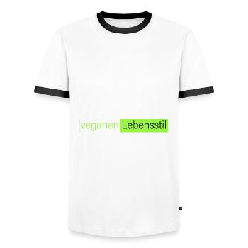süchtig vom veganen Lebensstil - Männer Kontrast-T-Shirt - Weiß/Schwarz - Vorne - AI Model Female 172 light (172cm) & AI Model Male 178 dark (178cm)