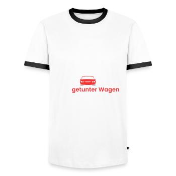 100% getunter Wagen - Männer Kontrast-T-Shirt - Weiß/Schwarz - Vorne - AI Model Female 172 light (172cm) & AI Model Male 178 dark (178cm)
