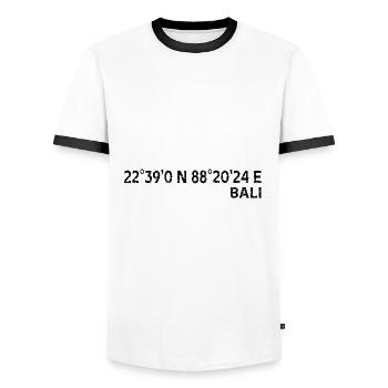 Bali Coordinates Souvenir - Men's Ringer Shirt - white/black - Front - AI Model Female 172 light (172cm) & AI Model Male 178 dark (178cm)