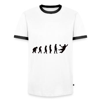 Handball Team Handballer Evolution Handballspieler - Männer Kontrast-T-Shirt - Weiß/Schwarz - Vorne - AI Model Female 172 light (172cm) & AI Model Male 178 dark (178cm)