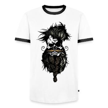 Kopf des Toten Hipster Schädel bärtigen Schädel Bart Schnurrbart - Männer Kontrast-T-Shirt - Weiß/Schwarz - Vorne - AI Model Female 172 light (172cm) & AI Model Male 178 dark (178cm)