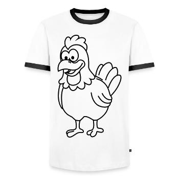 Chicken Comic Animal - Men's Ringer Shirt - white/black - Front - AI Model Female 172 light (172cm) & AI Model Male 178 dark (178cm)