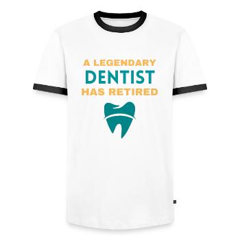 Retired dentist Funny retirement gift - Men's Ringer Shirt - white/black - Front - AI Model Female 172 light (172cm) & AI Model Male 178 dark (178cm)