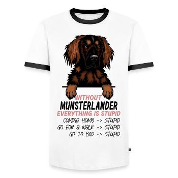 Ohne Munsterlander ist alles doof - Männer Kontrast-T-Shirt - Weiß/Schwarz - Vorne - AI Model Female 172 light (172cm) & AI Model Male 178 dark (178cm)