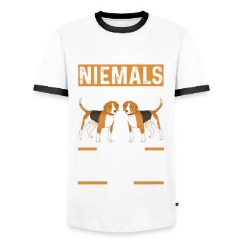 Hund Beagle - Männer Kontrast-T-Shirt - Weiß/Schwarz - Vorne - AI Model Female 172 light (172cm) & AI Model Male 178 dark (178cm)