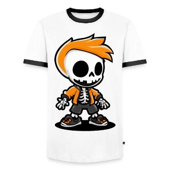 Skeleton Halloween - Men's Ringer Shirt - white/black - Front - AI Model Female 172 light (172cm) & AI Model Male 178 dark (178cm)