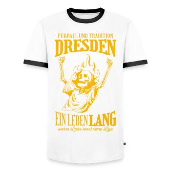 Dresden Tradition Football Gift - Men's Ringer Shirt - white/black - Front - AI Model Female 172 light (172cm) & AI Model Male 178 dark (178cm)