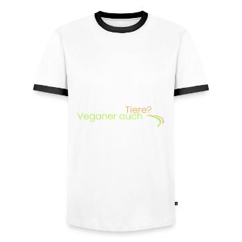 du liebst Tiere? Veganer auch - Männer Kontrast-T-Shirt - Weiß/Schwarz - Vorne - AI Model Female 172 light (172cm) & AI Model Male 178 dark (178cm)