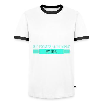 meine Kinder: beste Motivatoren - Männer Kontrast-T-Shirt - Weiß/Schwarz - Vorne - AI Model Female 172 light (172cm) & AI Model Male 178 dark (178cm)