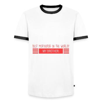 Bruder: bester Motivator - Männer Kontrast-T-Shirt - Weiß/Schwarz - Vorne - AI Model Female 172 light (172cm) & AI Model Male 178 dark (178cm)