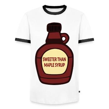 Maple Syrup Sweet Compliment - Men's Ringer Shirt - white/black - Front - AI Model Female 172 light (172cm) & AI Model Male 178 dark (178cm)