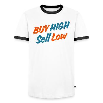 Investor - Trader - Aktien - Börse Lustige Sprüche - Männer Kontrast-T-Shirt - Weiß/Schwarz - Vorne - AI Model Female 172 light (172cm) & AI Model Male 178 dark (178cm)