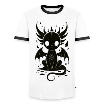 Cute Dark Dragon Shirt Gothic Cute Dragon - Men's Ringer Shirt - white/black - Front - AI Model Female 172 light (172cm) & AI Model Male 178 dark (178cm)