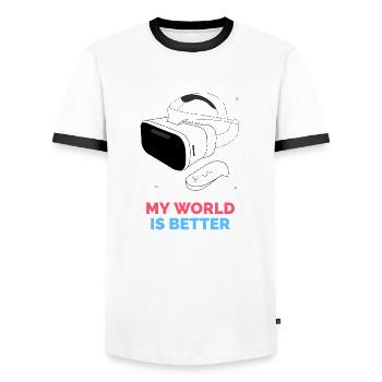 My world is better Vr Brille - Männer Kontrast-T-Shirt - Weiß/Schwarz - Vorne - AI Model Female 172 light (172cm) & AI Model Male 178 dark (178cm)