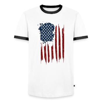 Drapeau américain - drapeau américain - T-shirt contrasté Homme - blanc/noir - Devant - AI Model Female 172 light (172cm) & AI Model Male 178 dark (178cm)