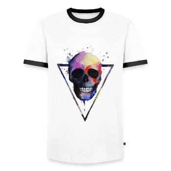 Grunge skull - Men's Ringer Shirt - white/black - Front - AI Model Female 172 light (172cm) & AI Model Male 178 dark (178cm)
