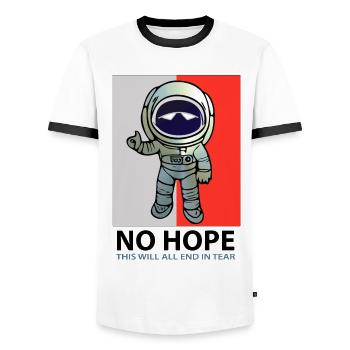 No Hope with Astronaut - Men's Ringer Shirt - white/black - Front - AI Model Female 172 light (172cm) & AI Model Male 178 dark (178cm)