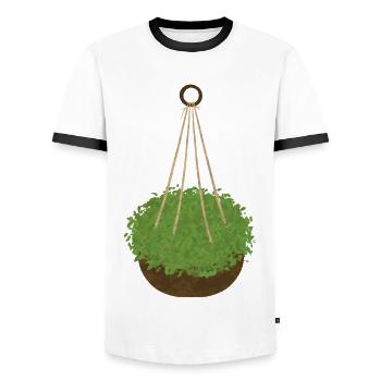 Plant Hanging Basket Houseplant Macramé Gift Idea - Men's Ringer Shirt - white/black - Front - AI Model Female 172 light (172cm) & AI Model Male 178 dark (178cm)
