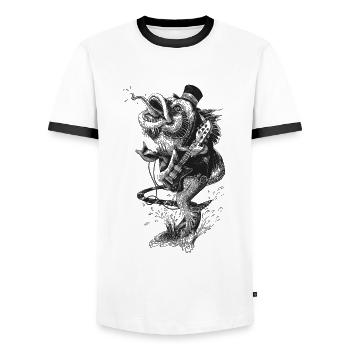 Fish 'n Roll schwarz - Männer Kontrast-T-Shirt - Weiß/Schwarz - Vorne - AI Model Female 172 light (172cm) & AI Model Male 178 dark (178cm)
