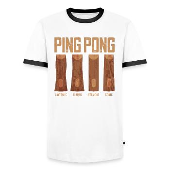 Table Tennis Racket Grip Types Table Tennis - Men's Ringer Shirt - white/black - Front - AI Model Female 172 light (172cm) & AI Model Male 178 dark (178cm)
