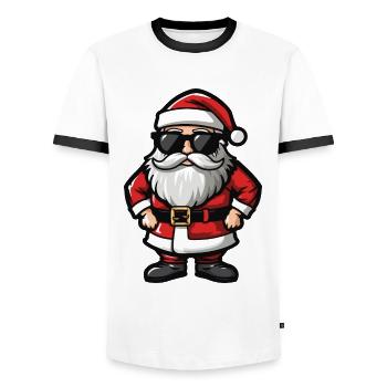Santa Claus Comic Santa - Men's Ringer Shirt - white/black - Front - AI Model Female 172 light (172cm) & AI Model Male 178 dark (178cm)
