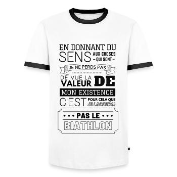 Je ne lâcherai pas le biathlon - T-shirt contrasté Homme - blanc/noir - Devant - AI Model Female 172 light (172cm) & AI Model Male 178 dark (178cm)