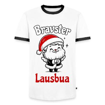 Bravster Lausbua - Männer Kontrast-T-Shirt - Weiß/Schwarz - Vorne - AI Model Female 172 light (172cm) & AI Model Male 178 dark (178cm)