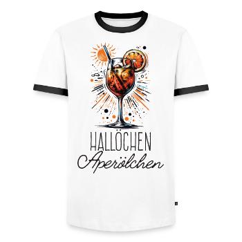 Hello Aperölchen Cocktail Summer Party Chemise - T-shirt contrasté Homme - blanc/noir - Devant - AI Model Female 172 light (172cm) & AI Model Male 178 dark (178cm)
