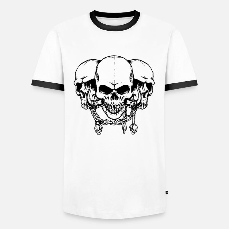 Skull, skulls with chains - Men's Ringer Shirt - white/black