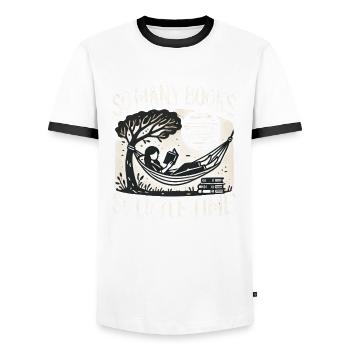So viele Bücher, so wenig Zeit - Männer Kontrast-T-Shirt - Weiß/Schwarz - Vorne - AI Model Female 172 light (172cm) & AI Model Male 178 dark (178cm)