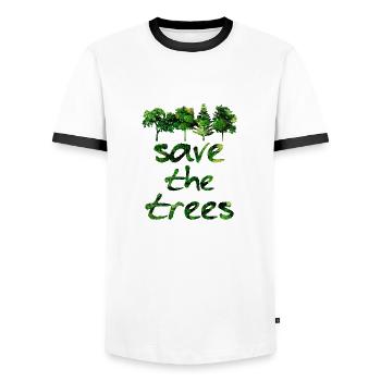 Sauver les arbres forêt verte nature sort été - T-shirt contrasté Homme - blanc/noir - Devant - AI Model Female 172 light (172cm) & AI Model Male 178 dark (178cm)