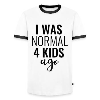 Quadruple Maman Papa 4 enfants Parents Filles Fils - T-shirt contrasté Homme - blanc/noir - Devant - AI Model Female 172 light (172cm) & AI Model Male 178 dark (178cm)