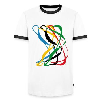 olimpiadi - Männer Kontrast-T-Shirt - Weiß/Schwarz - Vorne - AI Model Female 172 light (172cm) & AI Model Male 178 dark (178cm)