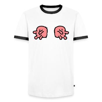 doppeltes Euter - Männer Kontrast-T-Shirt - Weiß/Schwarz - Vorne - AI Model Female 172 light (172cm) & AI Model Male 178 dark (178cm)