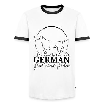 German Shorthaired Pointer Jagdhunde Hund Wilsigns - Männer Kontrast-T-Shirt - Weiß/Schwarz - Vorne - AI Model Female 172 light (172cm) & AI Model Male 178 dark (178cm)