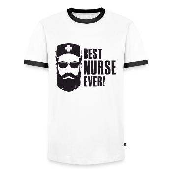 Best Nurse Ever - Krankenschwester Pfleger Notarzt - Men's Ringer Shirt - white/black - Front - AI Model Female 172 light (172cm) & AI Model Male 178 dark (178cm)
