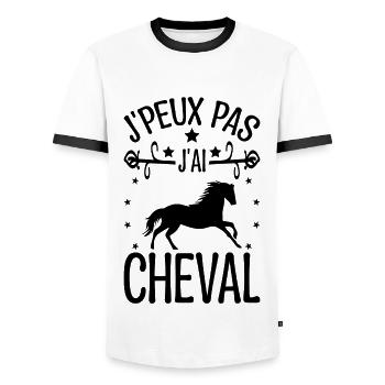 Ich kann kein Pferd haben - Männer Kontrast-T-Shirt - Weiß/Schwarz - Vorne - AI Model Female 172 light (172cm) & AI Model Male 178 dark (178cm)