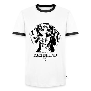 Dachshund Dad Dogs Dog Dachshund Wilsigns - Men's Ringer Shirt - white/black - Front - AI Model Female 172 light (172cm) & AI Model Male 178 dark (178cm)
